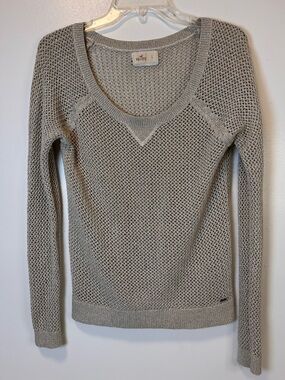 Hollister Y2K metallic open-knit long-sleeve sweater slim fit Women’s Large